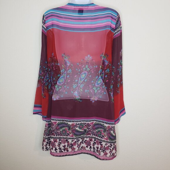 Mix Nouveau NY Women's Sz S Multicolored Embellished Sheer Blouse - Picture 6 of 6